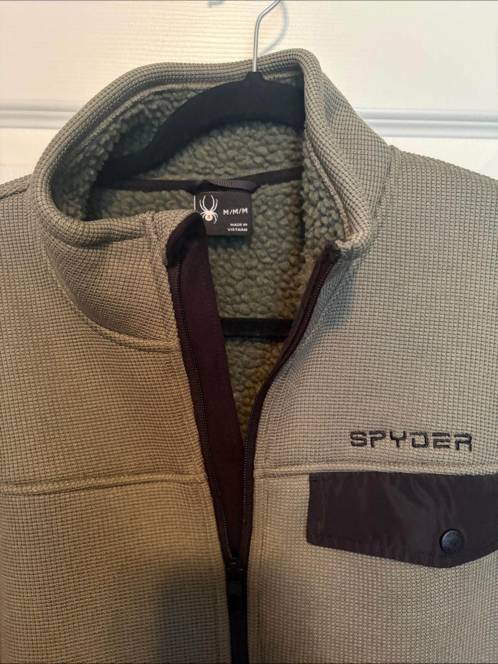 Spyder Men’s Olive Green Performance Fleece Jacket with Dark Trim